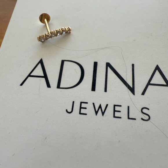 Adinas Jewels Graduated Curved Bar Threaded Stud Earring 14K - Picture 4 of 8